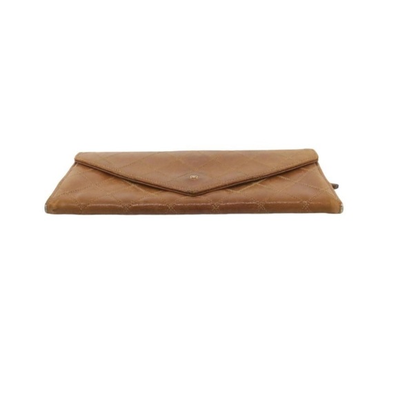 CHANEL Brown Leather Matelasse Long Wallet on Chain Envelope Gold CC - Picture 6 of 14
